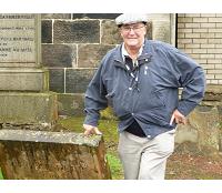 Eric at gravestone erected by George Kerr/Jean Graham